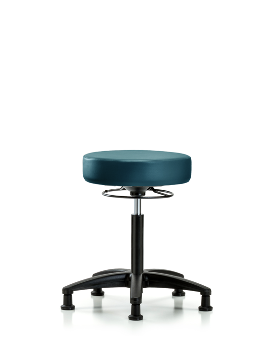 Blue Ridge Ergonomics VMBSO-RG-NF-RG-8801 Rutledge Vinyl Stool without Back - Medium Bench Height with Stationary Glides in Marine Blue Supernova™ Vinyl