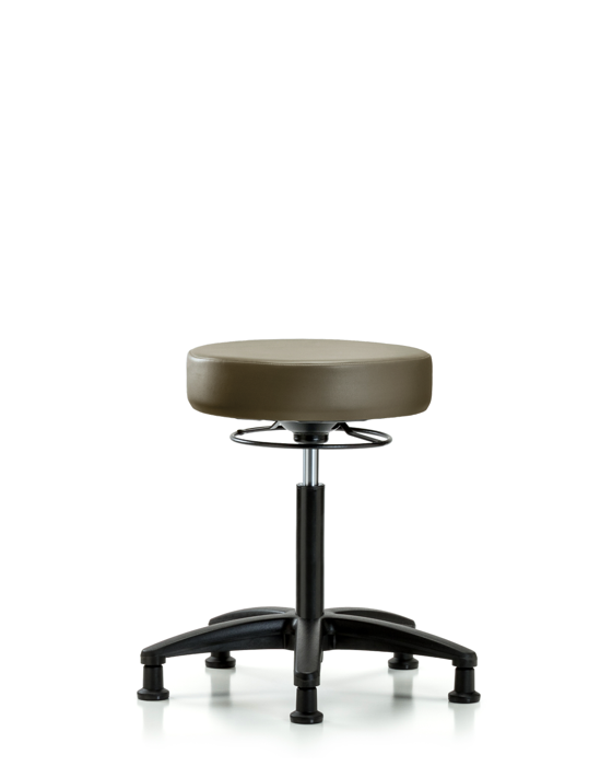 Blue Ridge Ergonomics VMBSO-RG-NF-RG-8809 Rutledge Vinyl Stool without Back - Medium Bench Height with Stationary Glides in Taupe Supernova™ Vinyl