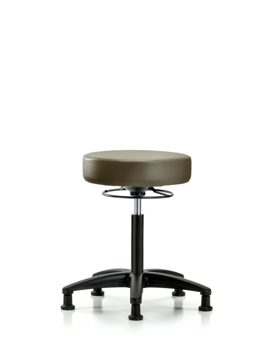 Blue Ridge Ergonomics VMBSO-RG-NF-RG-8809 Rutledge Vinyl Stool without Back - Medium Bench Height with Stationary Glides in Taupe Supernova™ Vinyl