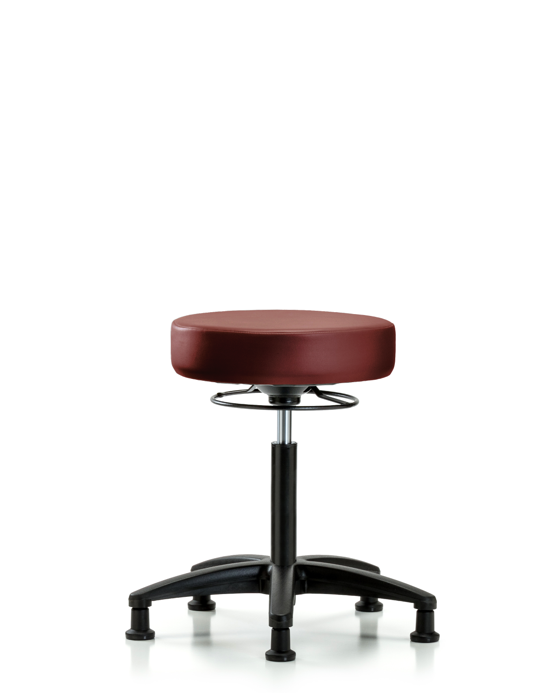 Blue Ridge Ergonomics VMBSO-RG-NF-RG-8815 Rutledge Vinyl Stool without Back - Medium Bench Height with Stationary Glides in Borscht Supernova™ Vinyl