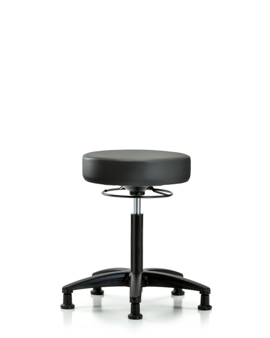 Blue Ridge Ergonomics VMBSO-RG-NF-RG-8823 Rutledge Vinyl Stool without Back - Medium Bench Height with Stationary Glides in Carbon Supernova™ Vinyl