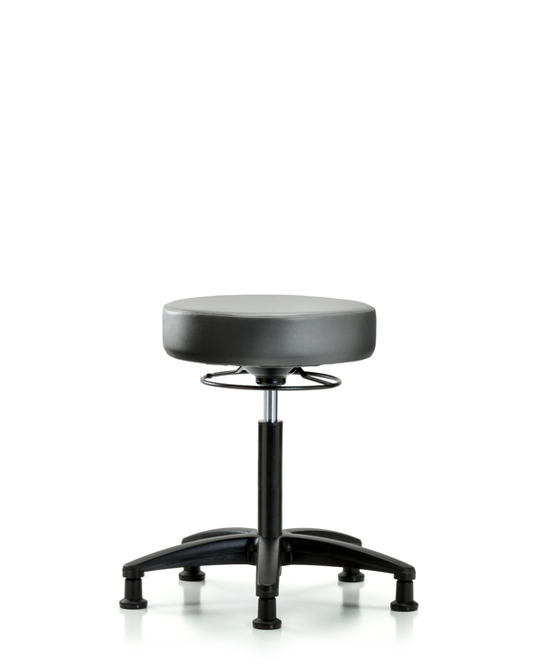 Blue Ridge Ergonomics VMBSO-RG-NF-RG-8840 Rutledge Vinyl Stool without Back - Medium Bench Height with Stationary Glides in Sterling Supernova™ Vinyl