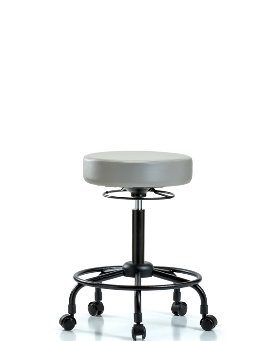 Blue Ridge Ergonomics VMBSO-RT-RC-8501 Rutledge Vinyl Stool without Back - Medium Bench Height with Round Tube Base & Casters in Adobe White Trailblazer™ Vinyl