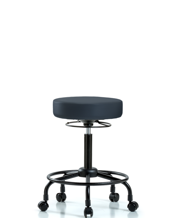 Blue Ridge Ergonomics VMBSO-RT-RC-8582 Rutledge Vinyl Stool without Back - Medium Bench Height with Round Tube Base & Casters in Imperial Blue Trailblazer™ Vinyl