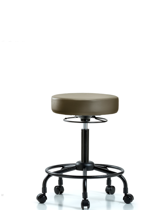 Blue Ridge Ergonomics VMBSO-RT-RC-8809 Rutledge Vinyl Stool without Back - Medium Bench Height with Round Tube Base & Casters in Taupe Supernova™ Vinyl