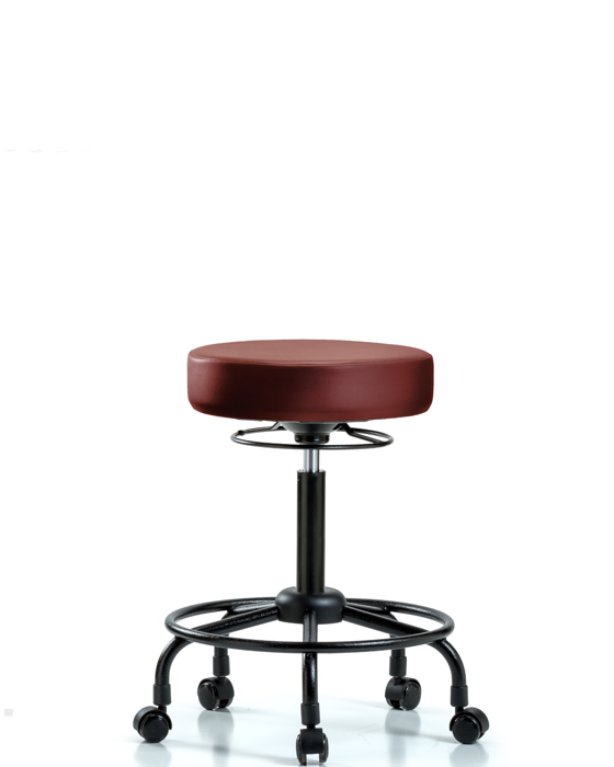 Blue Ridge Ergonomics VMBSO-RT-RC-8815 Rutledge Vinyl Stool without Back - Medium Bench Height with Round Tube Base & Casters in Borscht Supernova™ Vinyl