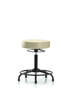 Blue Ridge Ergonomics VMBSO-RT-RG-8501 Rutledge Vinyl Stool without Back - Medium Bench Height with Round Tube Base & Stationary Glides in Adobe White Trailblazer™ Vinyl