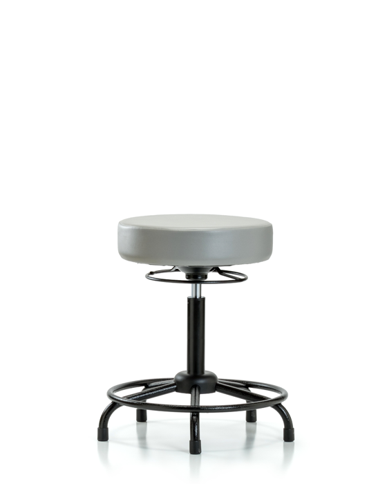Blue Ridge Ergonomics VMBSO-RT-RG-8567 Rutledge Vinyl Stool without Back - Medium Bench Height with Round Tube Base & Stationary Glides in Dove Trailblazer™ Vinyl