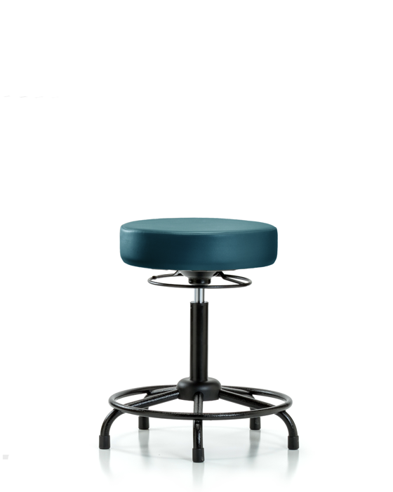 Blue Ridge Ergonomics VMBSO-RT-RG-8801 Rutledge Vinyl Stool without Back - Medium Bench Height with Round Tube Base & Stationary Glides in Marine Blue Supernova™ Vinyl