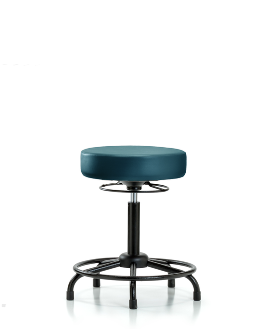 Blue Ridge Ergonomics VMBSO-RT-RG-8801 Rutledge Vinyl Stool without Back - Medium Bench Height with Round Tube Base & Stationary Glides in Marine Blue Supernova™ Vinyl