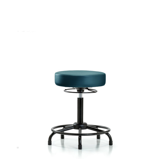 Blue Ridge Ergonomics VDHSO-RT-RG-8801 Rutledge Vinyl Stool without Back - Desk Height with Round Tube Base & Stationary Glides in Marine Blue Supernova™ Vinyl