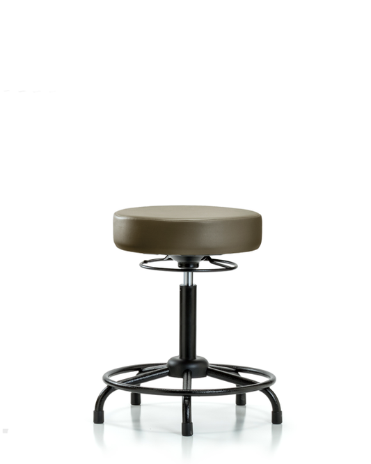 Blue Ridge Ergonomics VMBSO-RT-RG-8809 Rutledge Vinyl Stool without Back - Medium Bench Height with Round Tube Base & Stationary Glides in Taupe Supernova™ Vinyl