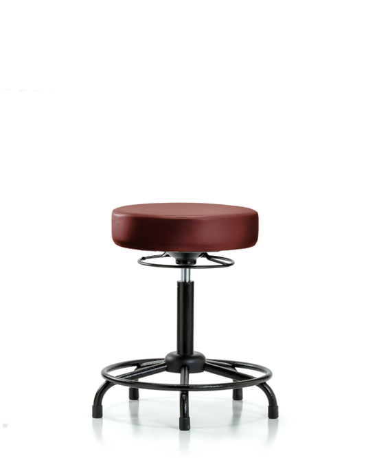 Blue Ridge Ergonomics VMBSO-RT-RG-8815 Rutledge Vinyl Stool without Back - Medium Bench Height with Round Tube Base & Stationary Glides in Borscht Supernova™ Vinyl