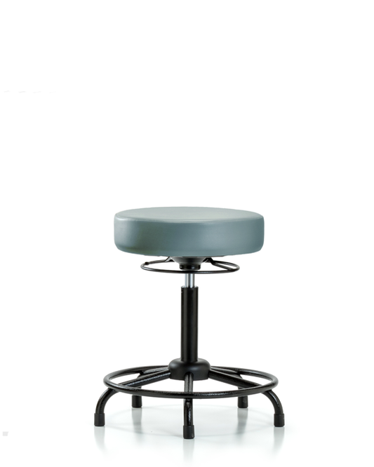 Blue Ridge Ergonomics VMBSO-RT-RG-8822 Rutledge Vinyl Stool without Back - Medium Bench Height with Round Tube Base & Stationary Glides in Storm Supernova™ Vinyl