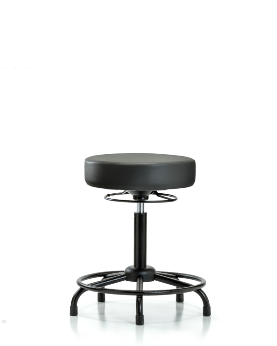 Blue Ridge Ergonomics VMBSO-RT-RG-8823 Rutledge Vinyl Stool without Back - Medium Bench Height with Round Tube Base & Stationary Glides in Carbon Supernova™ Vinyl