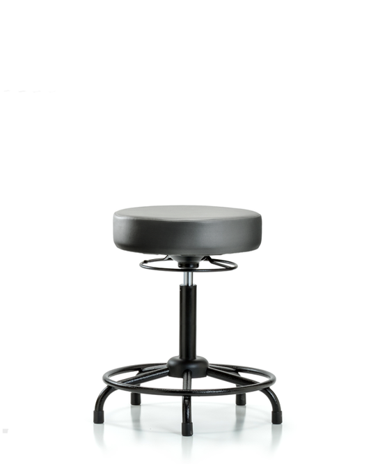 Blue Ridge Ergonomics VMBSO-RT-RG-8840 Rutledge Vinyl Stool without Back - Medium Bench Height with Round Tube Base & Stationary Glides in Sterling Supernova™ Vinyl