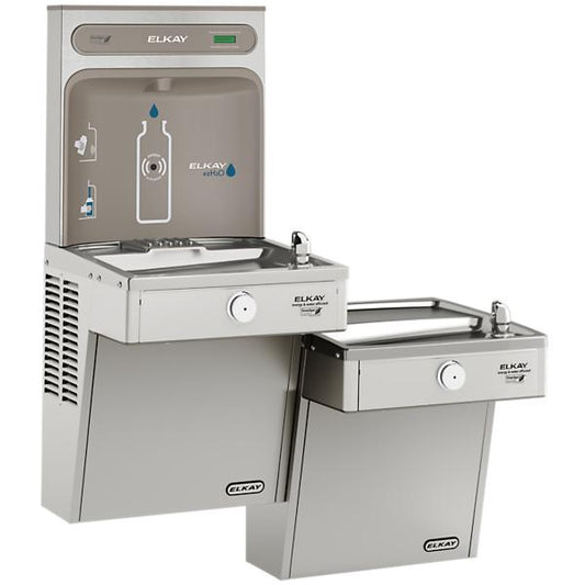 Elkay VRCGRNTL8WSK ezH2O® Bottle Filling Station & Bi-Level High Efficiency Vandal-Resistant Cooler Non-Filtered Refrigerated Stainless