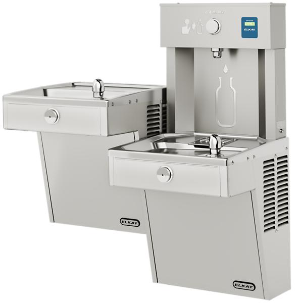 Elkay VRCTLDDWSK ezH2O® Vandal-Resistant Bottle Filling Station & Bi-Level Cooler Non-Filtered Non-Refrigerated Stainless