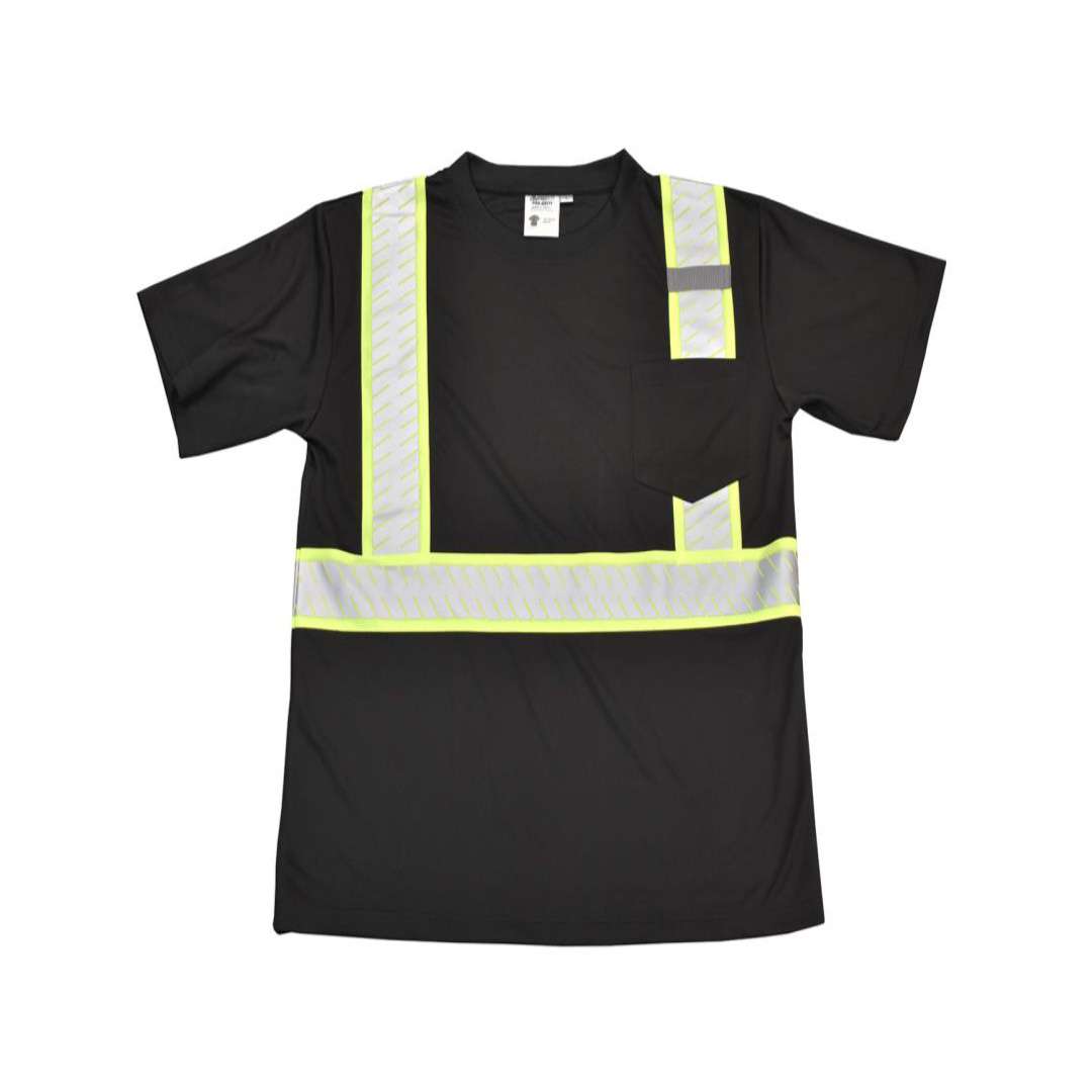 Cordova Safety VSB1514XL COR-BRITE®, NON-RATED, BLACK BIRDSEYE POLYESTER SHIRT, SHORT SLEEVES, CHEST POCKET, ONE MIC TAB, SEGMENTED TWO-TONE REFLECTIVE TAPE