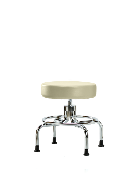 Blue Ridge Ergonomics VSLMD-CR-RG-8501 Vinyl Screw-Lift Stool - Medium Bench Height with Stationary Glides in Adobe White Trailblazer™ Vinyl