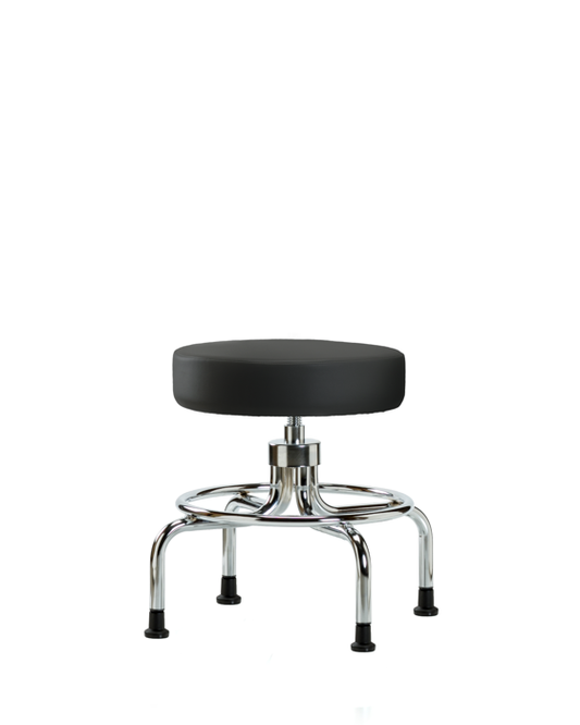 Blue Ridge Ergonomics VSLMD-CR-RG-8540 Vinyl Screw-Lift Stool - Medium Bench Height with Stationary Glides in Black Trailblazer™ Vinyl