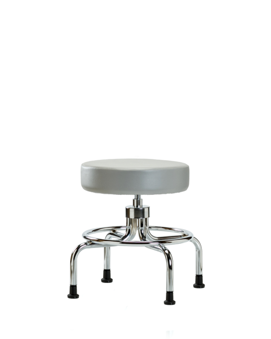 Blue Ridge Ergonomics VSLMD-CR-RG-8567 Vinyl Screw-Lift Stool - Medium Bench Height with Stationary Glides in Dove Trailblazer™ Vinyl