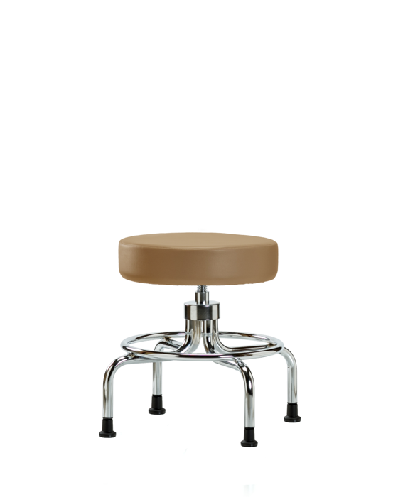Blue Ridge Ergonomics VSLMD-CR-RG-8584 Vinyl Screw-Lift Stool - Medium Bench Height with Stationary Glides in Taupe Trailblazer™ Vinyl