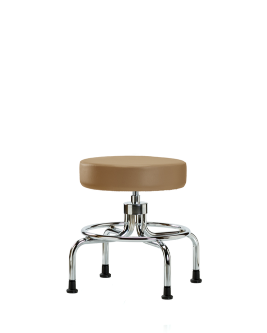 Blue Ridge Ergonomics VSLMD-CR-RG-8584 Vinyl Screw-Lift Stool - Medium Bench Height with Stationary Glides in Taupe Trailblazer™ Vinyl