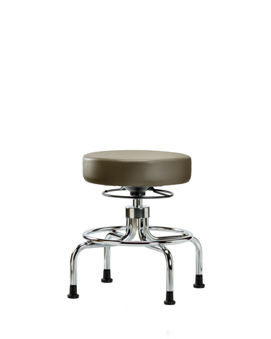 Blue Ridge Ergonomics VSLMD-CR-RG-8809 Vinyl Screw-Lift Stool - Medium Bench Height with Stationary Glides in Taupe Supernova™ Vinyl