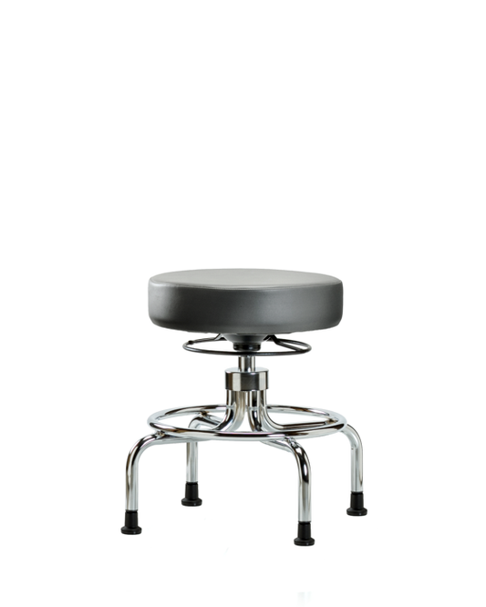 Blue Ridge Ergonomics VSLMD-CR-RG-8840 Vinyl Screw-Lift Stool - Medium Bench Height with Stationary Glides in Sterling Supernova™ Vinyl