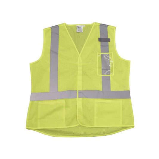 Cordova Safety VW211PXL COR-BRITE®, TYPE R, CLASS II, LADIES LIME MESH VEST, TAPERED DESIGN, HOOK & LOOP CLOSURE, TWO OUTSIDE LOWER POCKETS, ID HOLDER,