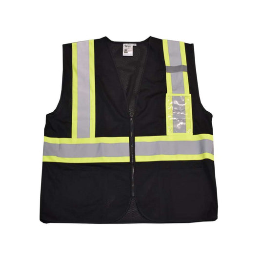 Cordova Safety VZB242PXL COR-BRITE®, NON-RATED, BLACK MEST VEST, ZIPPER CLOSURE, TWO OUTSIDE LOWER POCKETS, ONE MIC TAB, ID HOLDER,