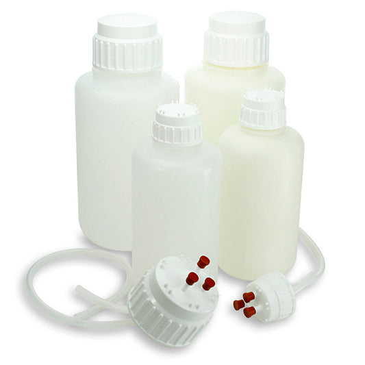 Globe Scientific 7082000 Vacuum Bottle Narrow Mouth Heavy Duty PP Bottle White PP 53mm Screw Cap 2 Litres (0.5 Gallons) 2/Pack