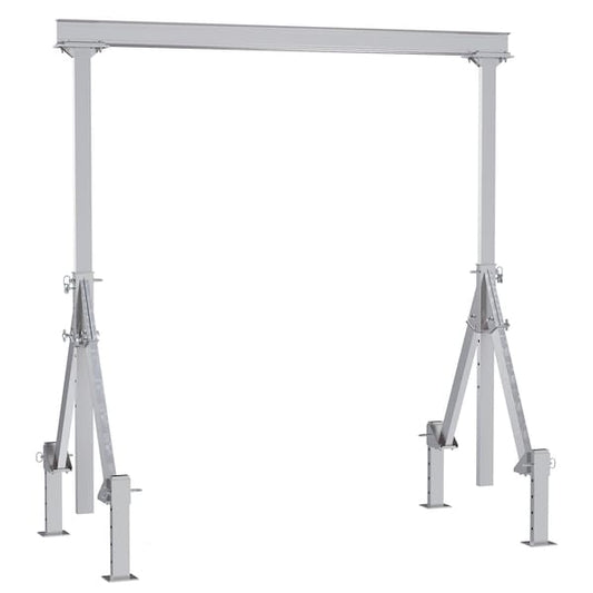 Vestil AHA-2-10-12-ALO Aluminum Adjustable Height Gantry Crane w/Adjustable Leveling Option 10ft. x 12 ft. 2K Silver