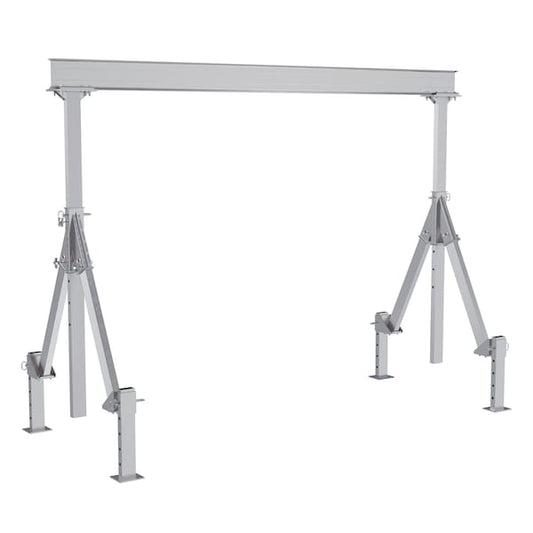 Vestil AHA-2-12-10-ALO Aluminum Adjustable Height Gantry Crane w/Adjustable Leveling Option 12ft. x 10 ft. 2K Silver