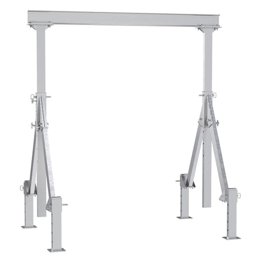 Vestil AHA-2-8-10-ALO Aluminum Adjustable Height Gantry Crane w/Adjustable Leveling Option 8 ft. x 10 ft. 2K Silver