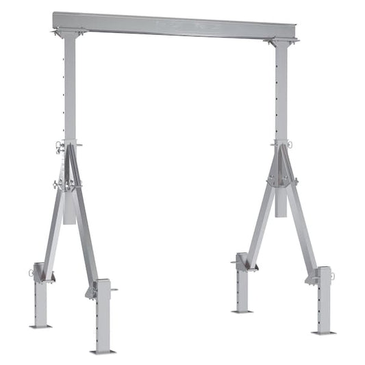 Vestil AHA-2-8-8-ALO Aluminum Adjustable Height Gantry Crane w/Adjustable Leveling Option 8 ft. x 8 ft. 2K Silver