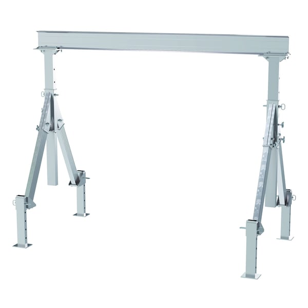 Vestil AHA-4-10-8-ALO Aluminum Adjustable Height Gantry Crane w/Adjustable Leveling Option 10 ft.x8 ft. 4K Silver