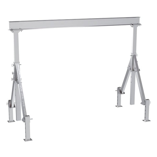 Vestil AHA-4-12-10-ALO Aluminum Adjustable Height Gantry Crane w/Adjustable Leveling Option 12 ft.x 10 ft. 4K Silver