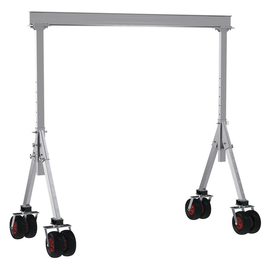 Vestil AHA-4-12-10-PNU Aluminum Adjustable Height Gantry Crane w/Pneumatic Rubber Casters 12 ft. x 10 ft. 4K Silver