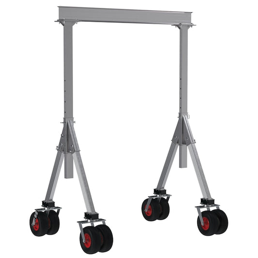 Vestil AHA-4-8-12-PNU Aluminum Adjustable Height Gantry Crane w/Pneumatic Rubber Casters 8 ft. x 12 ft. 4K Silver