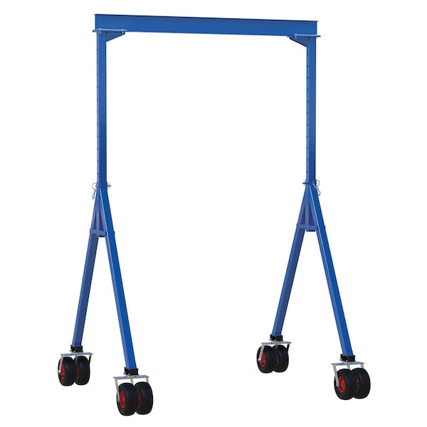 Vestil AHS-4-10-12-PNU Steel Adjustable Height Gantry Crane w/Pneumatic Rubber Casters 10 ft. x 12 ft. 4K Blue