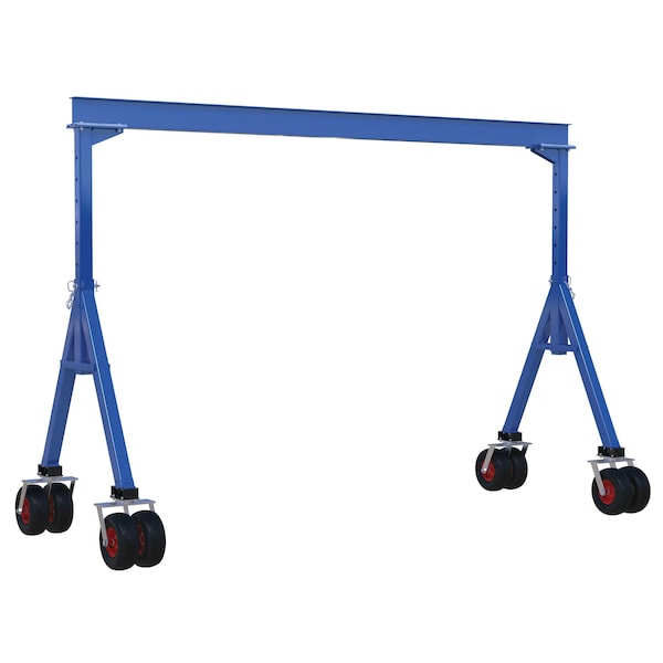 Vestil AHS-4-15-7-PNU Steel Adjustable Height Gantry Crane w/Pneumatic Rubber Casters 15 ft. x 7 ft. 4K Blue