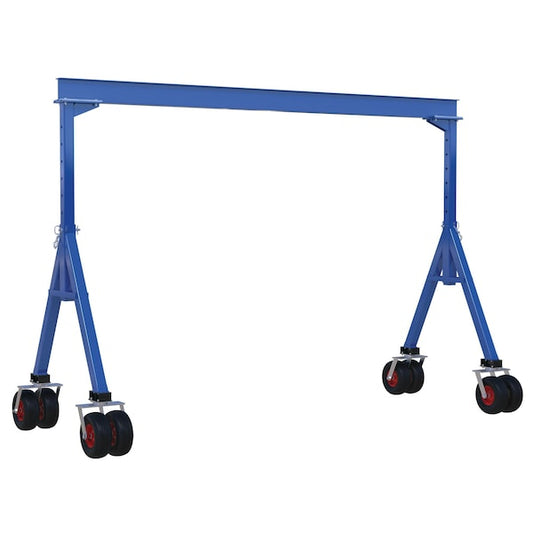 Vestil AHS-4-15-9-PNU Steel Adjustable Height Gantry Crane w/Pneumatic Rubber Casters 15 ft. x 9 ft. 4K Blue