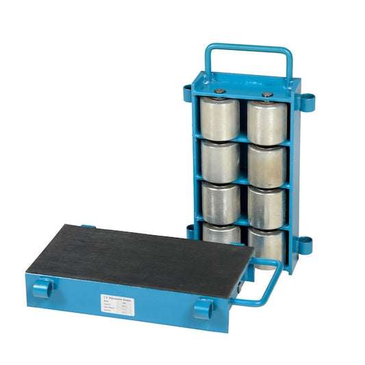 Vestil ASKT-24 Blue Adjustable Machinery Skates 24 Ton 16 Steel Rollers, PR