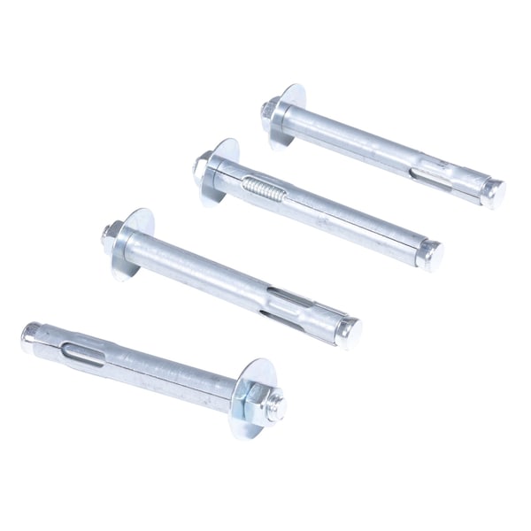 Vestil AS-124-4PK Sleeve Anchor, 1/2" Dia., 4" L, Steel Zinc Plated, 4 PK