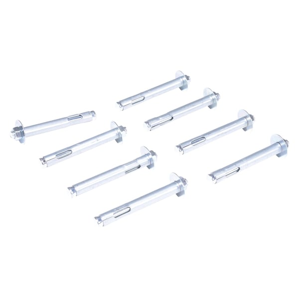 Vestil AS-124-8PK Sleeve Anchor, 1/2" Dia., 4" L, Steel Zinc Plated, 8 PK