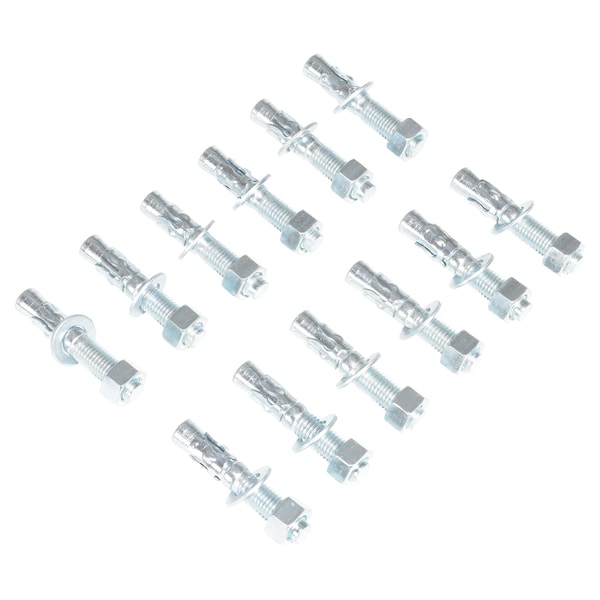 Vestil AS-344-12PK Sleeve Anchor, 3/4" Dia., 4" L, Steel Zinc Plated, 12 PK