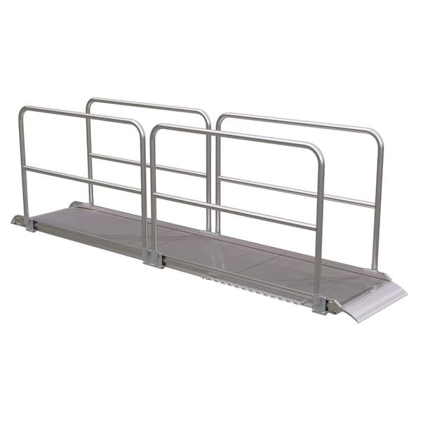 Vestil AWR-28-12A-HR Alum. Walk Ramp w/Rail Overlap, 144 x 28"