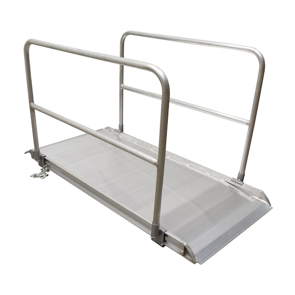 Vestil AWR-38-7A-HR Alum. Walk Ramp w/Rail Overlap, 84 x 38"